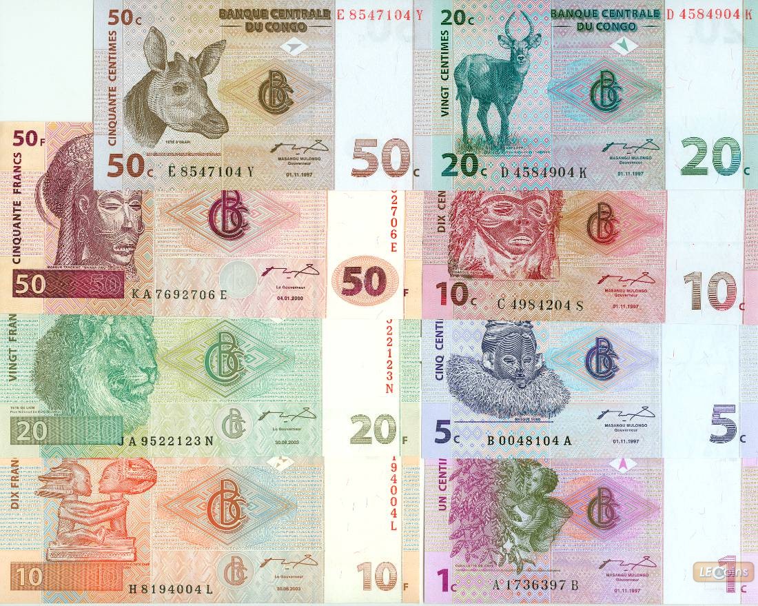 Lot: KONGO / CONGO  8x Banknote  I  [1997-2003]