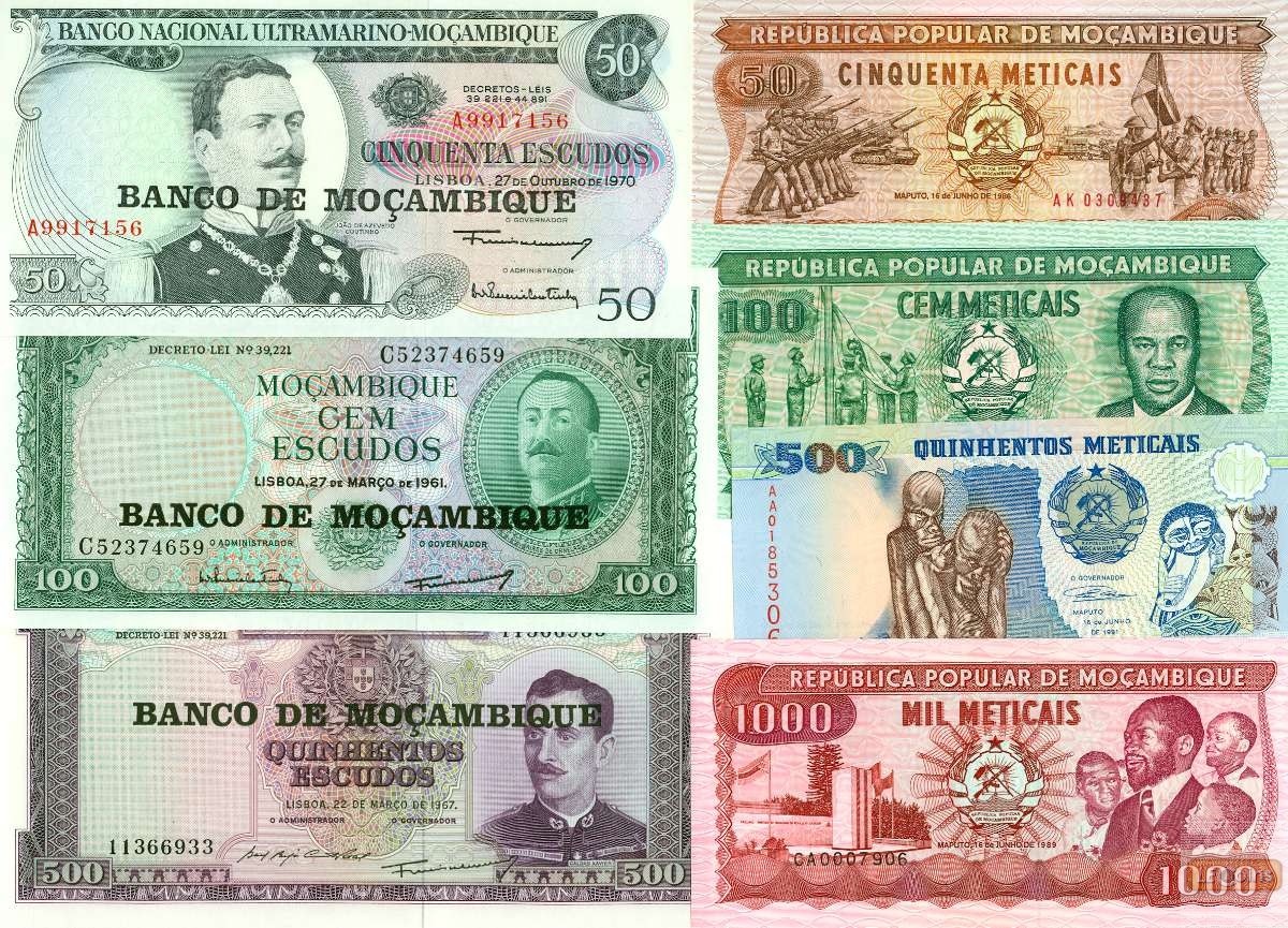 Lot: MOSAMBIK / MOCAMBIQUE  7x Banknote  I  [1961-1991]