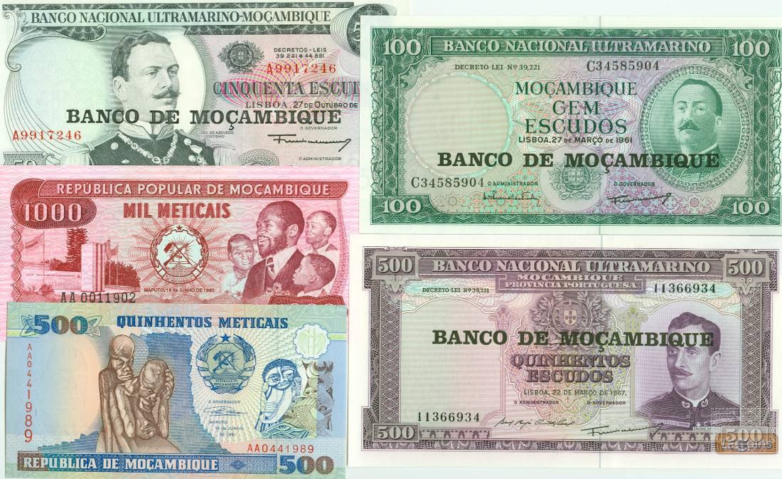 Lot: MOSAMBIK / MOCAMBIQUE  5x Banknote  I  [1961-1991]