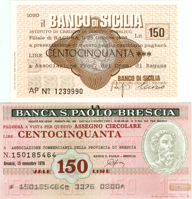 Lot: ITALIEN / ITALIA  2x Banknote Provinz  I  1976