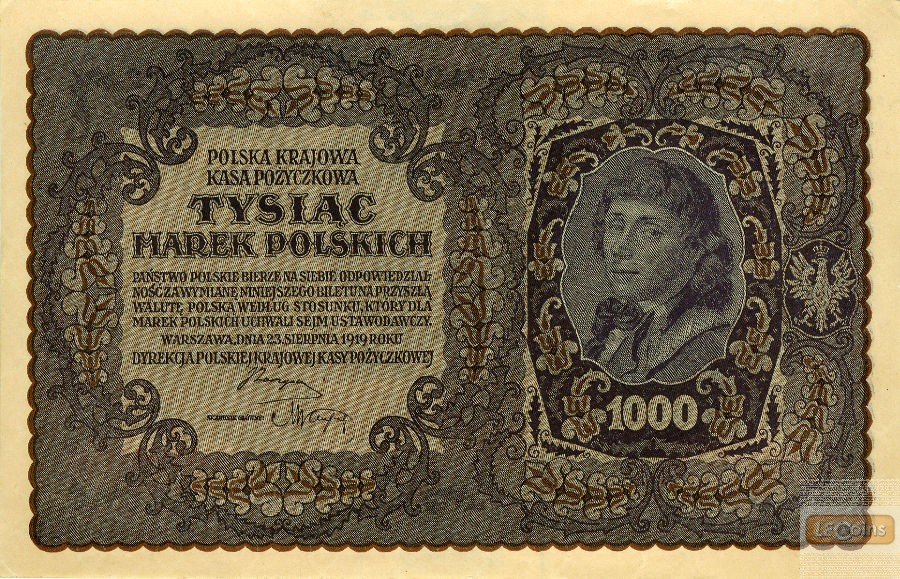 POLEN / POLAND  1000 Marek 1919  I-II
