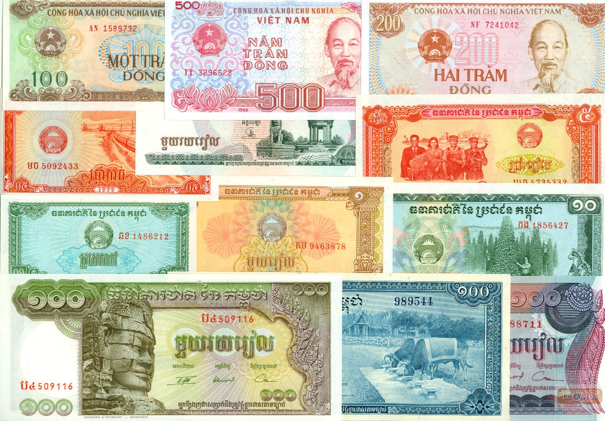Lot: ASIEN / ASIA  Kambodscha + Vietnam 12x Banknote  I  [1972-1998]