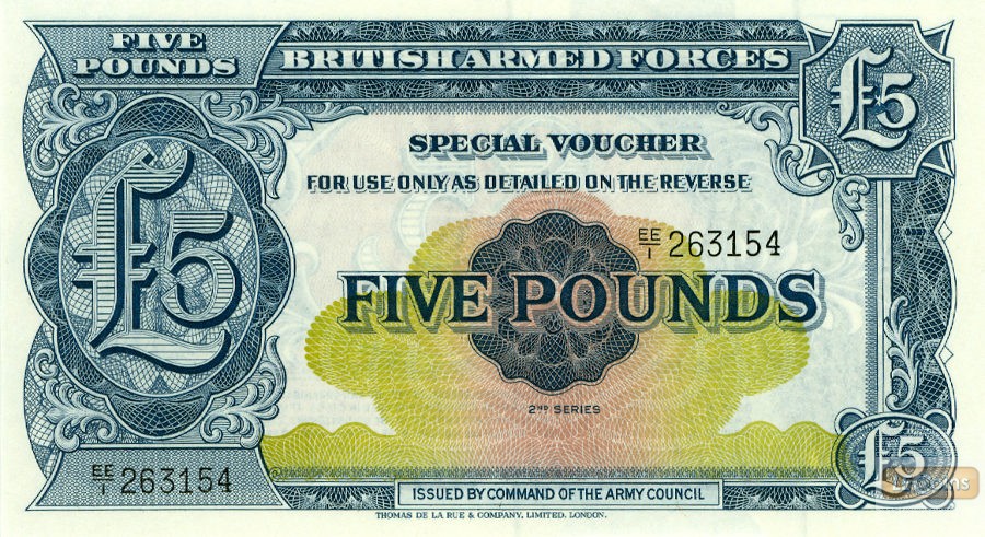 Großbritannien / Great Britain Militärgeld 5 Pfund / 5 Pounds #M23  1950  I