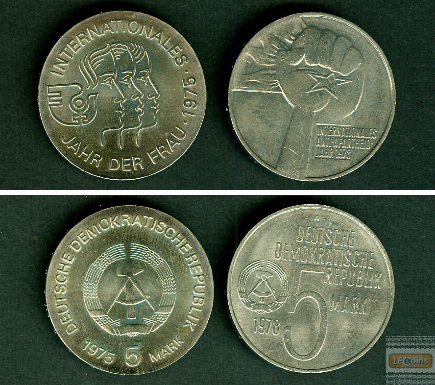 Lot: DDR 2x 5 Mark Gedenkmünzen  vz-  [1975-1978]