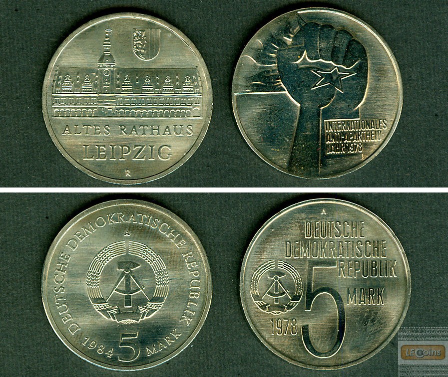 Lot: DDR 2x 5 Mark Gedenkmünzen  ST  [1978-1984]