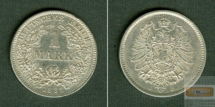 Deutsches Reich 1 Mark 1881 J (J.9)  f.vz