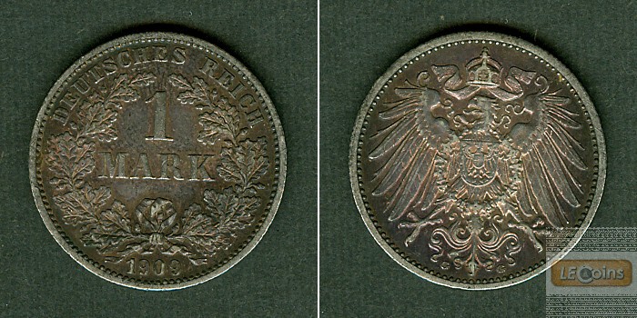 Deutsches Reich 1 Mark 1909 G (J.17)  f.vz