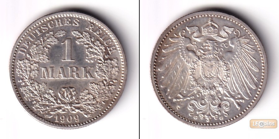 Deutsches Reich 1 Mark 1909 G (J.17)  vz-st/f.st
