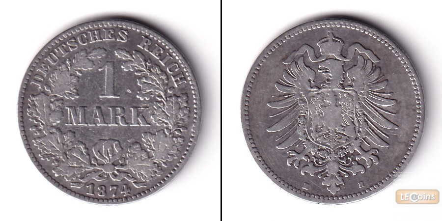 Deutsches Reich 1 Mark 1874 H (J.9)  s-ss