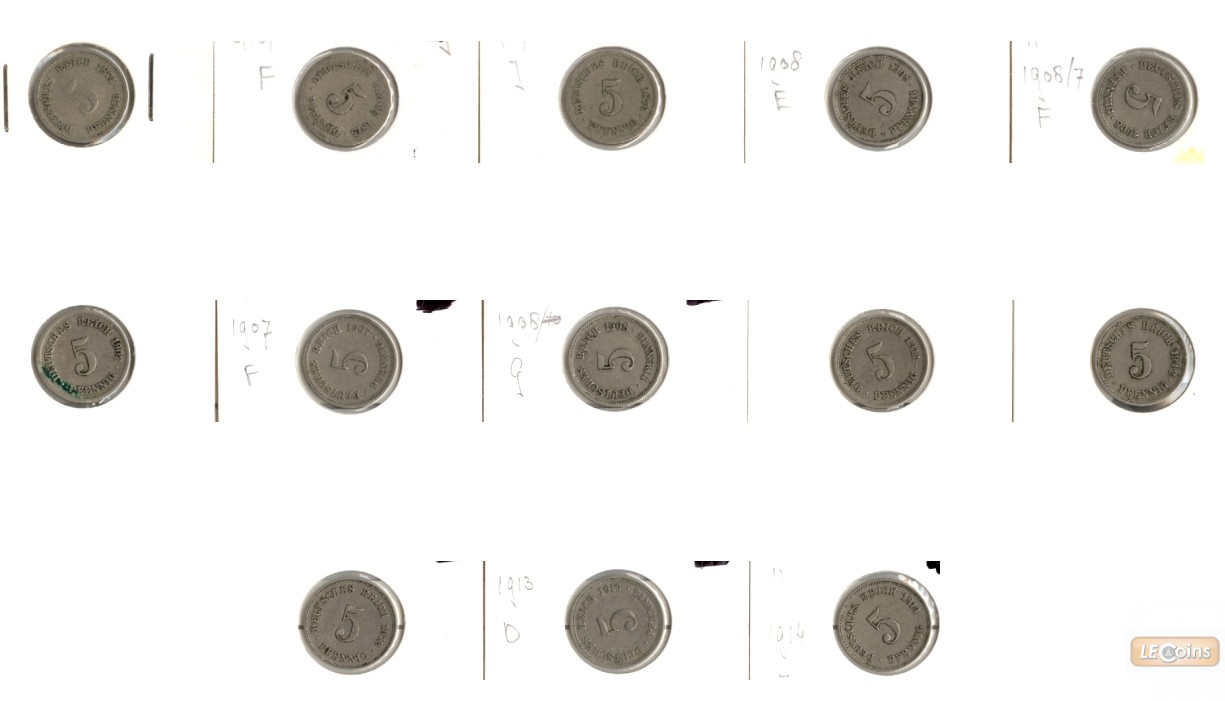 Lot: DEUTSCHES REICH  13x 5 Pfennig  [1874-1914]