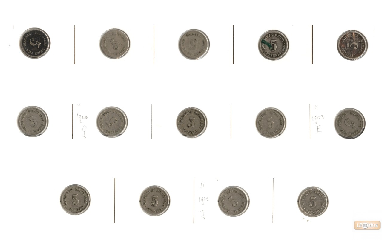 Lot: DEUTSCHES REICH  14x 5 Pfennig  [1875-1915]