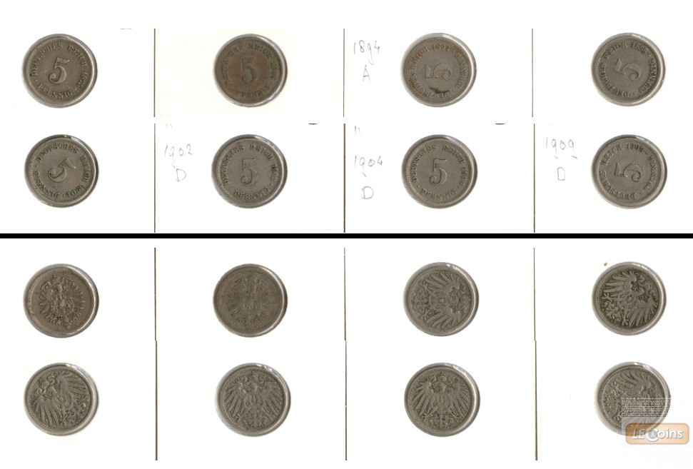 Lot: DEUTSCHES REICH  8x 5 Pfennig  [1875-1909]