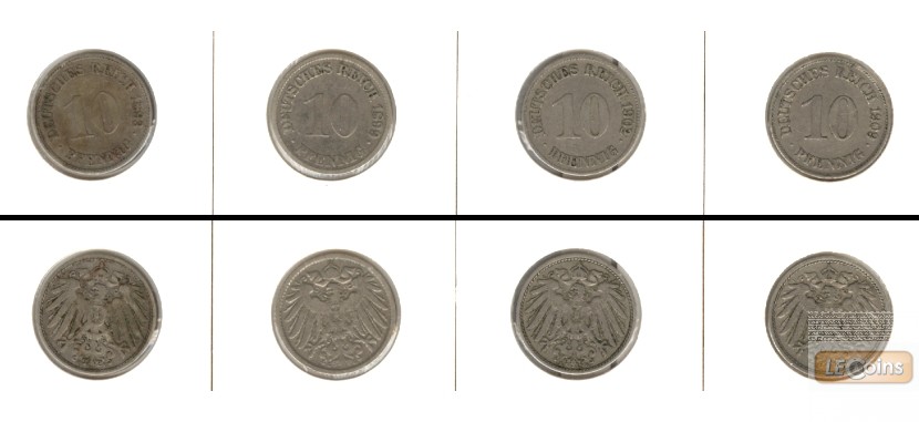 Lot: DEUTSCHES REICH  4x 10 Pfennig  [1893-1909]