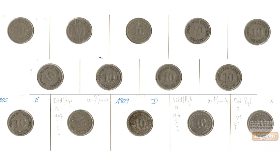 Lot: DEUTSCHES REICH  14x 10 Pfennig  [1874-1915]