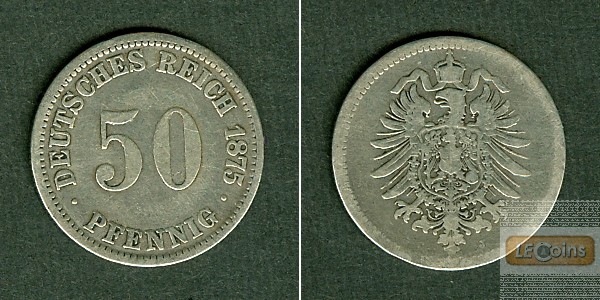DEUTSCHES REICH 50 Pfennig 1875 J (J.7)  f.ss/s