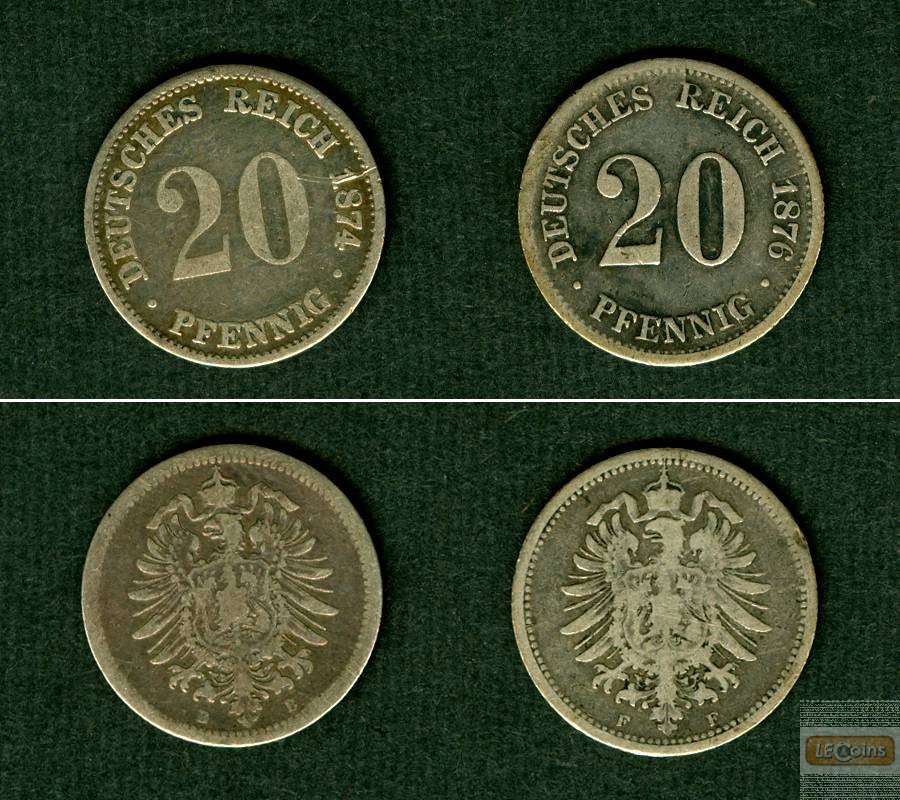 Lot: DEUTSCHES REICH  2x 20 Pfennig (J.5)  [1874-1876]