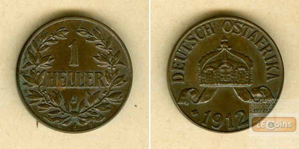 Deutsch Ostafrika 1 Heller 1912 J  vz+