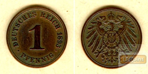 DEUTSCHES REICH  1 Pfennig (J.10) 1893 F  ss+