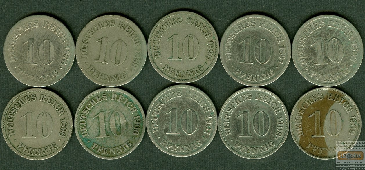 Lot: DEUTSCHES REICH  10x 10 Pfennig  [1876-1909]