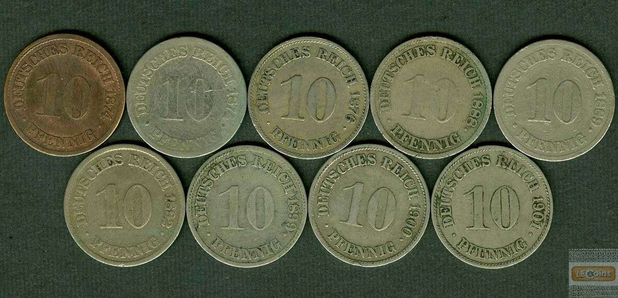 Lot: DEUTSCHES REICH  9x 10 Pfennig  [1874-1901]