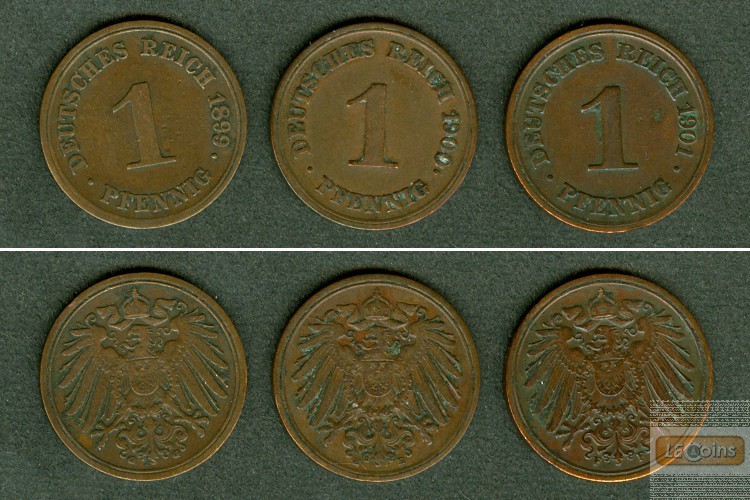 Lot: DEUTSCHES REICH  3x 1 Pfennig  ss+  [1899-1901]