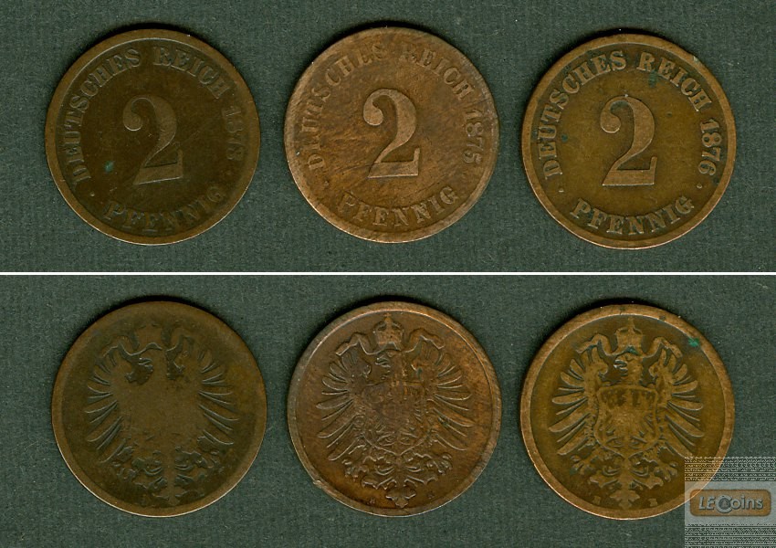 Lot: DEUTSCHES REICH  3x 2 Pfennig  [1873-1876]
