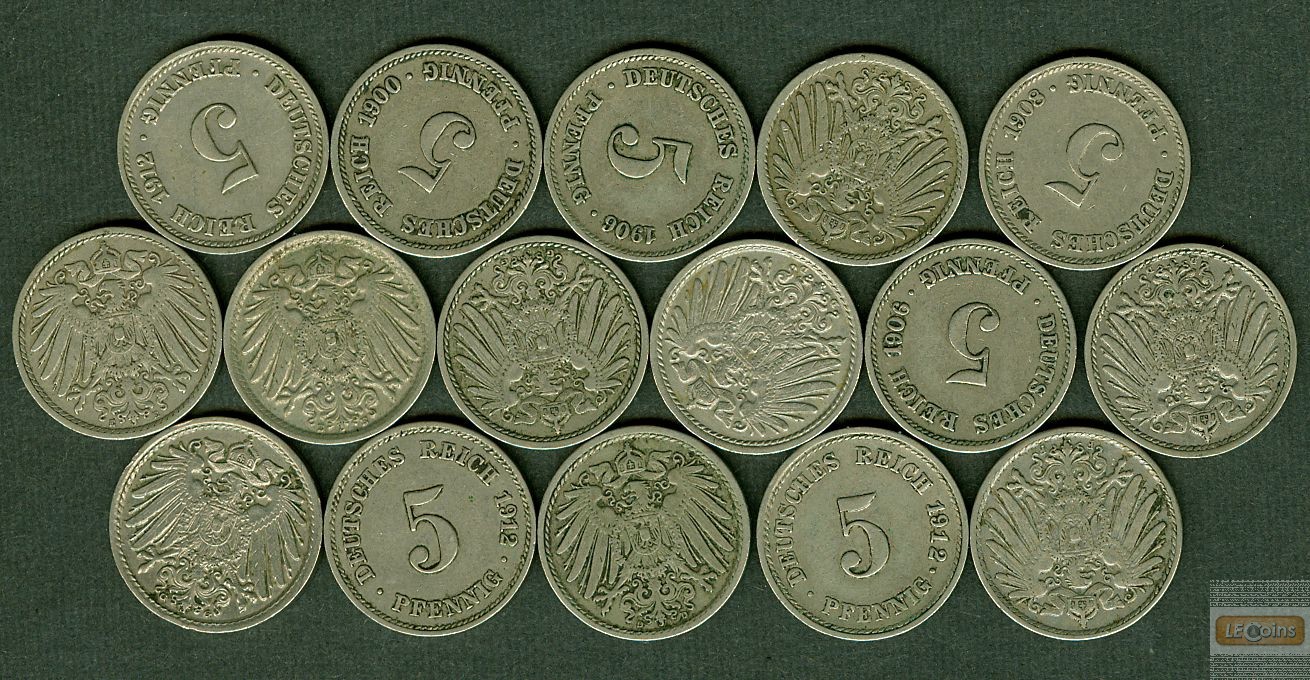 Lot: DEUTSCHES REICH  16x 5 Pfennig  [1900-1914]