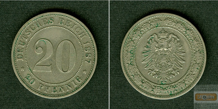 DEUTSCHES REICH 20 Pfennig 1887 A  ss-vz