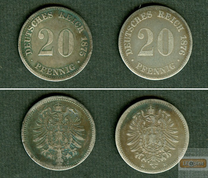 Lot: DEUTSCHES REICH  2x 20 Pfennig (J.5)  ss-  [1875-1876]