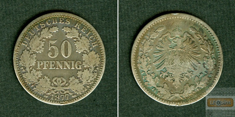 DEUTSCHES REICH 50 Pfennig 1877 H (J.8)  s-ss