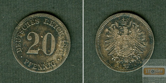 DEUTSCHES REICH 20 Pfennig 1876 A (J.5)  vz-st