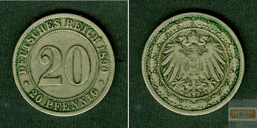 DEUTSCHES REICH 20 Pfennig 1890 D (J.14)  ss