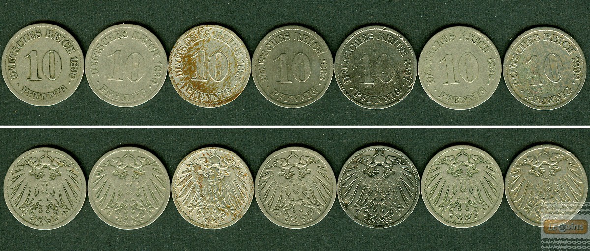 Lot: DEUTSCHES REICH  7x 10 Pfennig  s-ss  [1890-1899]