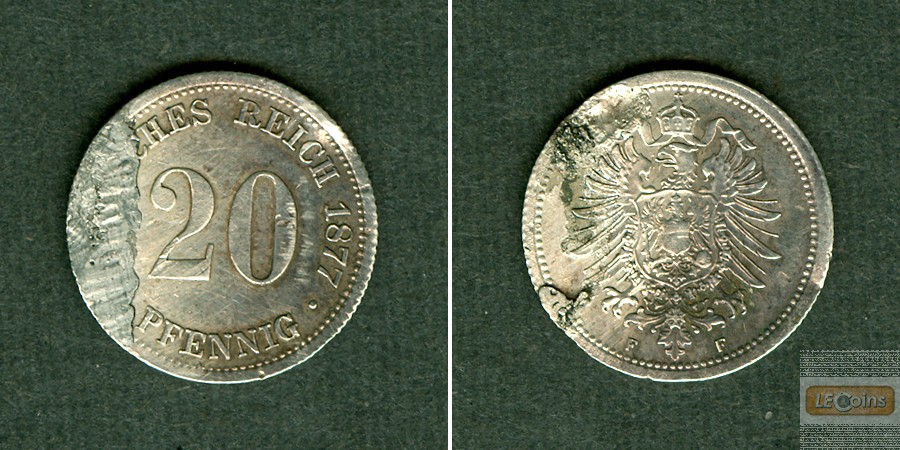 DEUTSCHES REICH 20 Pfennig 1877 F (J.5)  (ss+)  selten