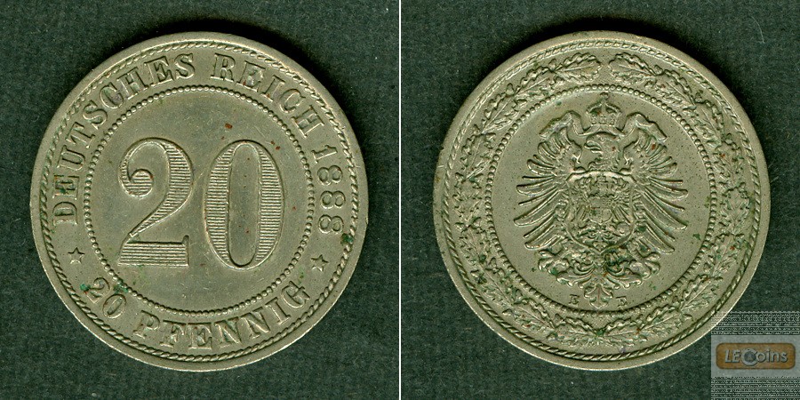 DEUTSCHES REICH 20 Pfennig 1888 E (J.6)  f.vz
