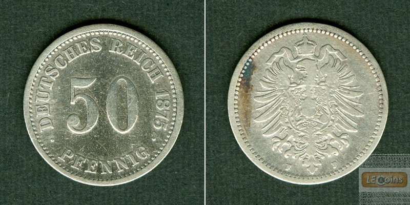 DEUTSCHES REICH 50 Pfennig 1875 F (J.7)  ss/ss-  selten