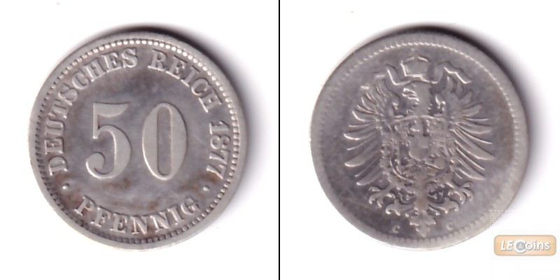 DEUTSCHES REICH 50 Pfennig 1877 C (J.7)  f.ss