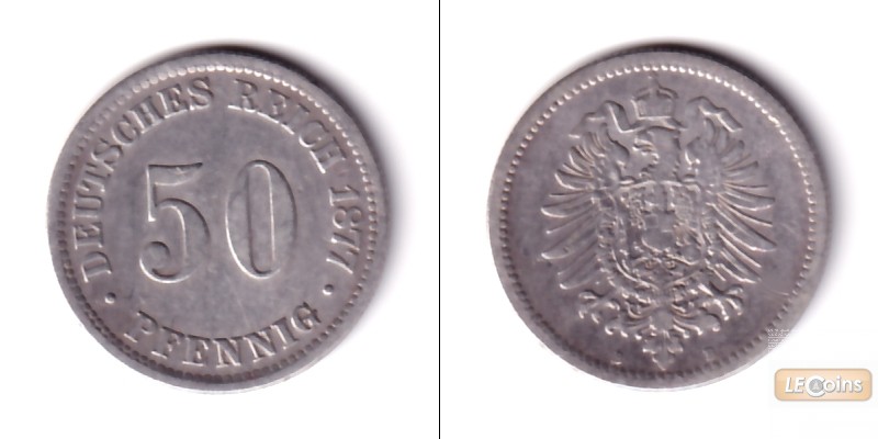 DEUTSCHES REICH 50 Pfennig 1877 B (J.7)  f.ss
