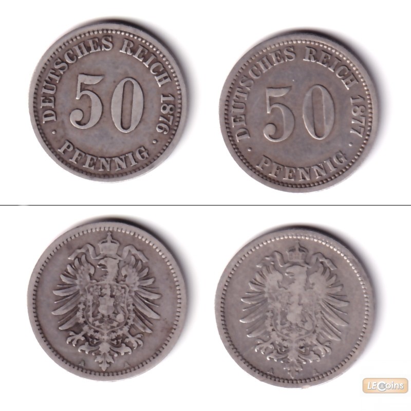Lot: DEUTSCHES REICH  2x 50 Pfennig (J.7)  s+  [1876-1877]