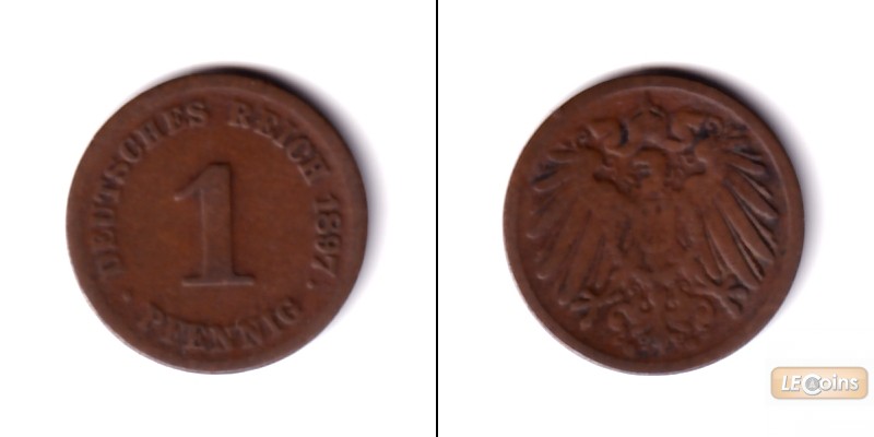 DEUTSCHES REICH  1 Pfennig (J.10) 1897 G  s+  selten
