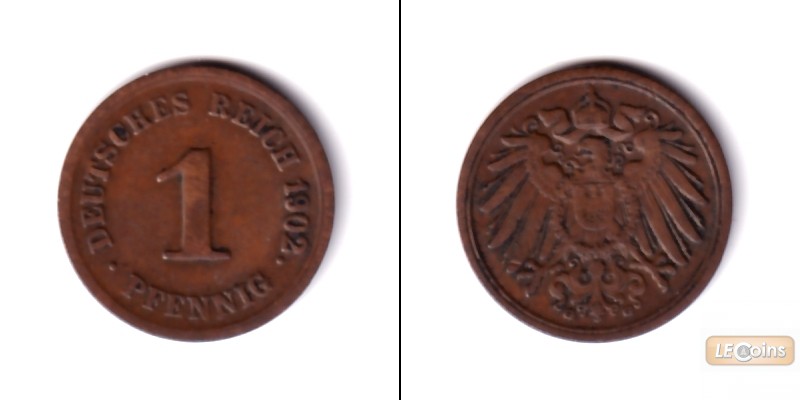 DEUTSCHES REICH  1 Pfennig (J.10) 1902 G  ss  selten
