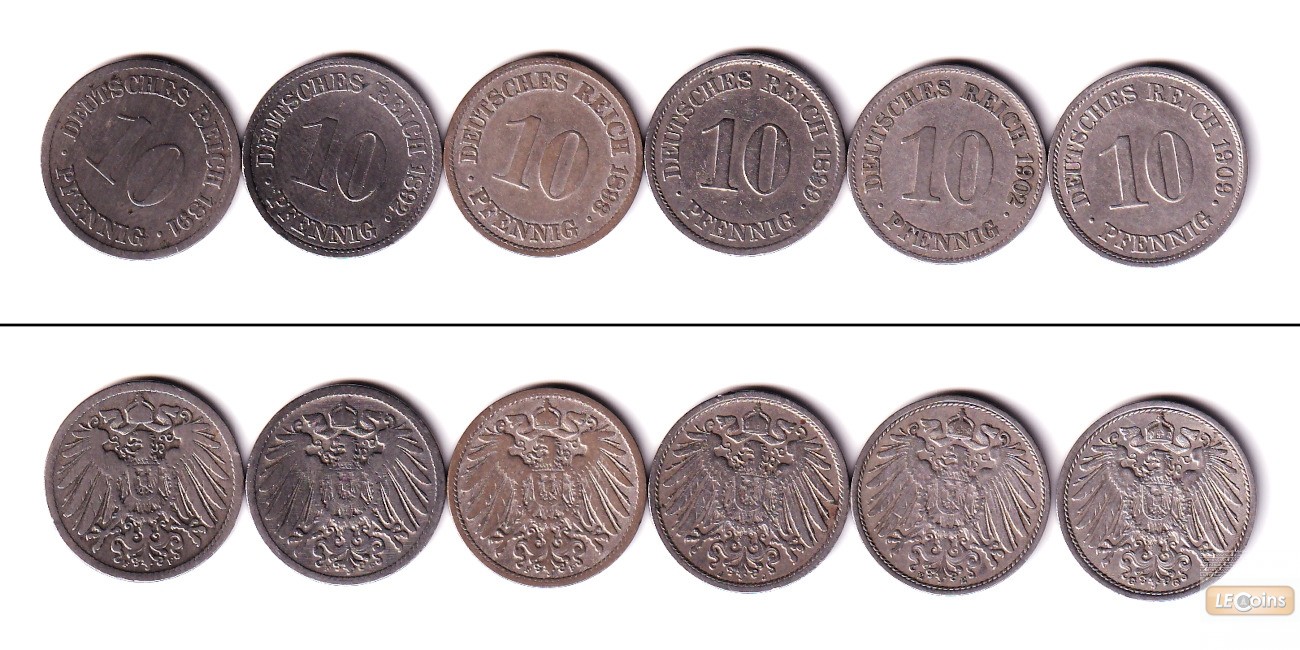 Lot: DEUTSCHES REICH 6x 10 Pfennig (J.13)  ss  [1891-1909]