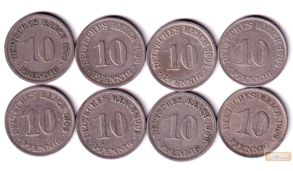 Lot: DEUTSCHES REICH 8x 10 Pfennig (J.13)  ss  [1896-1909]