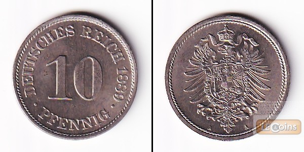 DEUTSCHES REICH 10 Pfennig (J.4) 1889 A  vz-st