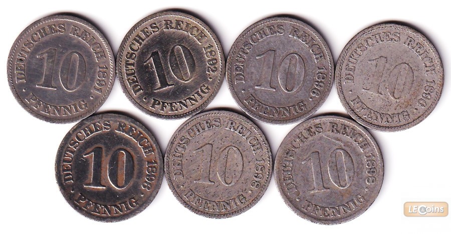 Lot: DEUTSCHES REICH 7x 10 Pfennig (J.13)  ss  [1891-1898]