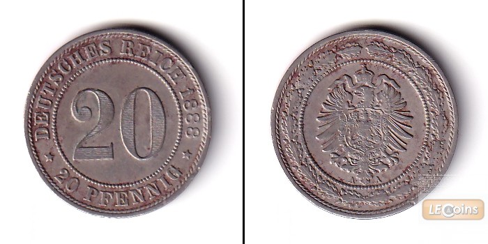 DEUTSCHES REICH 20 Pfennig 1888 A (J.6)  ss