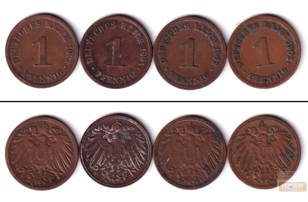Lot: DEUTSCHES REICH 4x 1 Pfennig (J.10)  ss  [1892-1902]