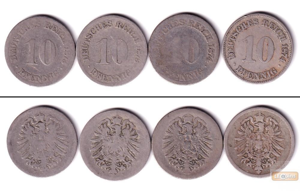 Lot: DEUTSCHES REICH 4x 10 Pfennig (J.4)  s-  [1874-1889]