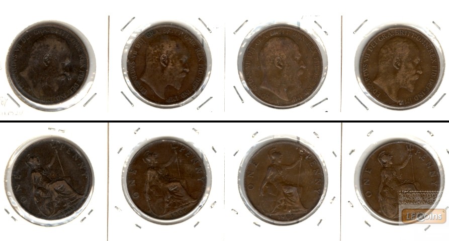 Lot:  GROSSBRITANNIEN  4x Münzen  Penny  [1905-1910]
