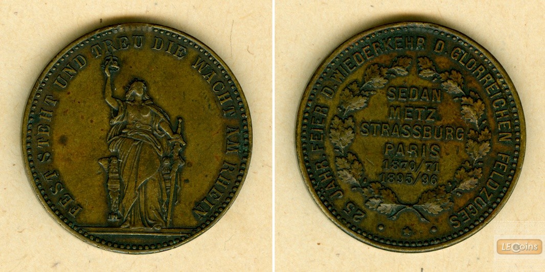 Medaille DEUTSCHES REICH 25 Jahre WACHT AM RHEIN  ss-vz  [1895-1896]